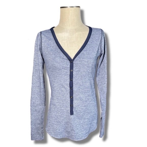 Lululemon Awesoma Henley Long Sleeve In Heathered Inkwell - Picture 2 of 13